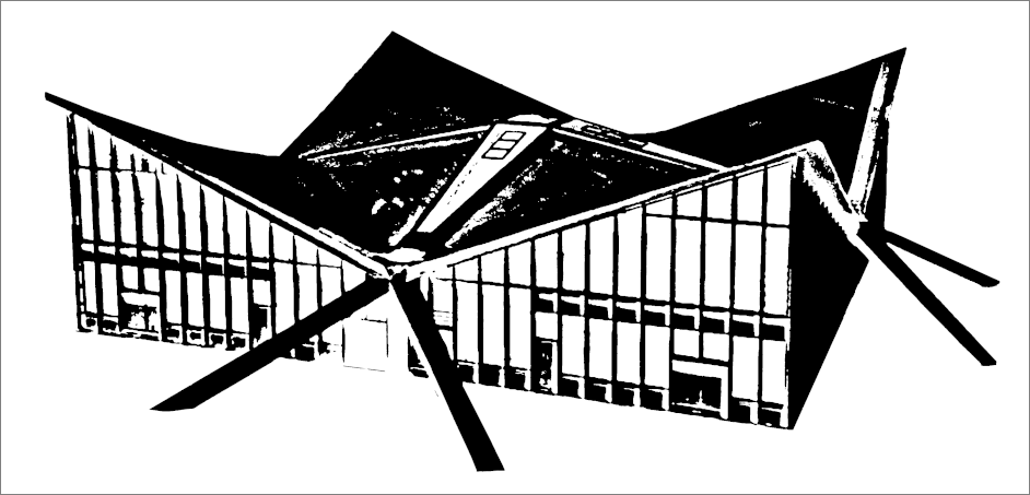 Gebäudekubatur in Form einer hyperbolischen Paraboloidschale